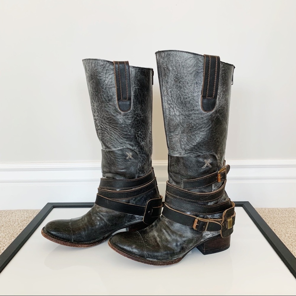 Freebird Dkota Leather Boots Distressed Black 7